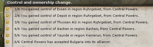 Turn - Early August - 1915 - Essen gained, Aachen gained, Yaunde (kamerun) gained, Bulgaria jojn.jpg